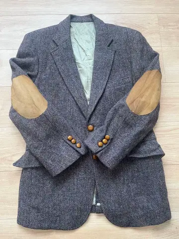 빈티지 해리스 트위드 엘르 엘보 패치 테일러드 자켓 usa제