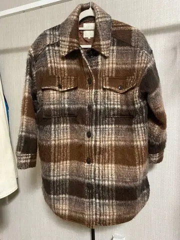 B:MING by BEAMS 브라운 계열 체크 샤기 코트