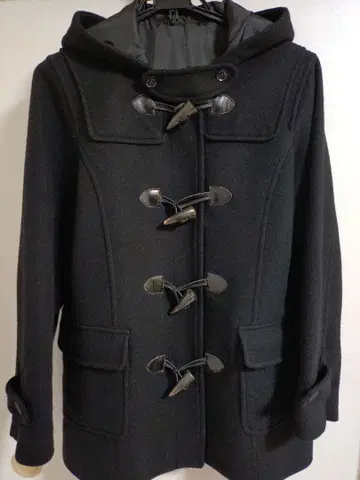 이스트 보이 블랙 더플 코트 후드 부착