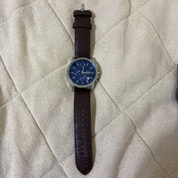 엠포리오 아르마니 아날로그 시계 파랑 다이얼 브라운 가죽