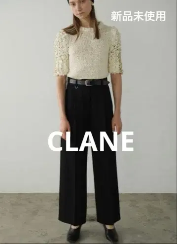 새상품 CLANE 프릴 하프 슬리브 핸드 니트탑