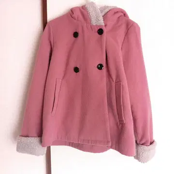 플리스 더블 브레스트 자켓 핑크 여성용 M 사이즈