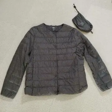 여성용 유니클로 울트라 라이트 다운 자켓 XL 도트 무늬 그레이