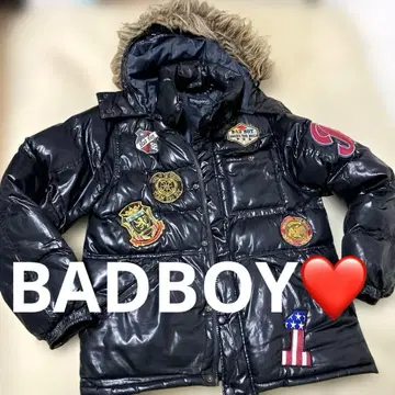 방한 자켓 BADBOY 새상품급 사이즈 M 와펜 멋스러운 블랙