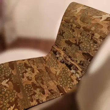 기모노 오비 골드 골드 컬러 브라운 그린 새