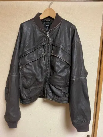 BEAMS 레더 봄버 자켓