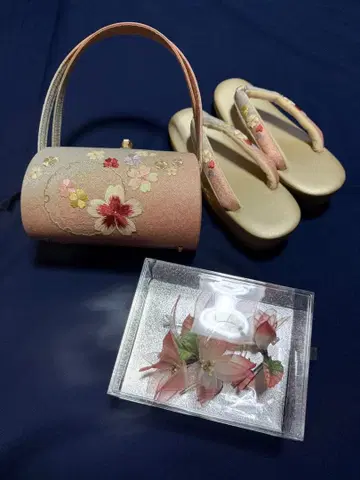 꽃무늬 자수 핸드백 조리 머리 장식 세트