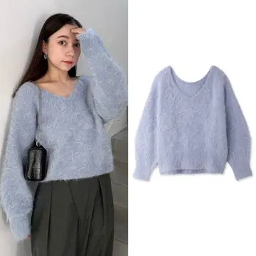 SNIDEL 알파카 플러피 니트 LBLU