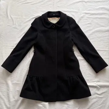 Feroux A라인 코트 블랙 밑단 프릴