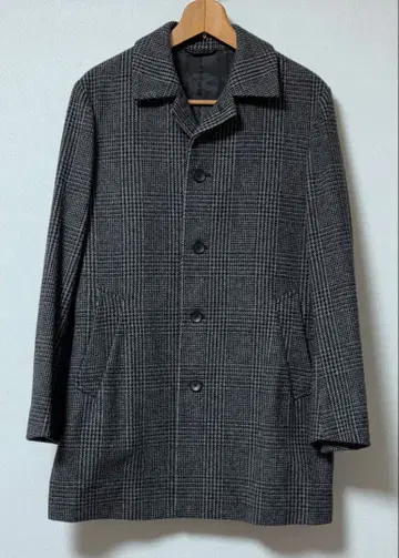 인헤릿 체크 무늬 울 혼방 체스터 코트 트위드