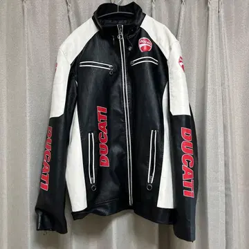 DUCATI 디자인 가죽 라이더 자켓