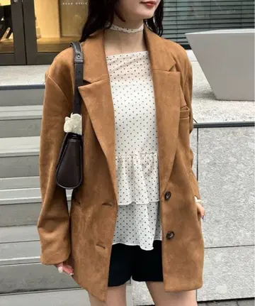 mystic 페이크 스웨이드 자켓 카멜 아우터 mline