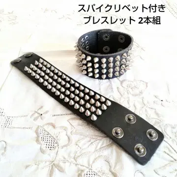 리벳 가죽 팔찌 4열 x 16 [ 2개 세트 ]