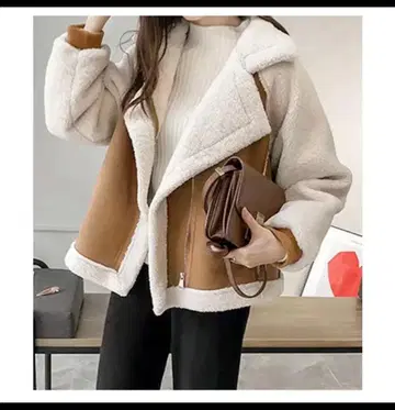 무스탕 코트 숏 기장 보아 안감 브라운 무스탕 자켓