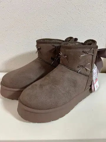 시마무라 아오키 미사코 콜라보 부츠 스웨이드풍 무스탕풍 부츠 카멜 M