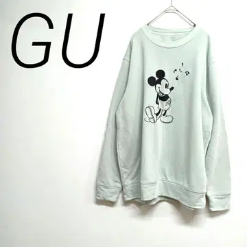 GU 미키마우스 프린트 맨투맨 XL 사이즈 스카이블루 빅 캐주얼