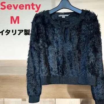 Seventy M 퍼 소재 가디건 블랙 M [ 이탈리아제 ]