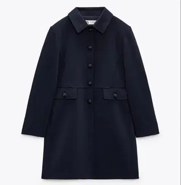 새상품급 ZARA 포켓 숏코트 네이비 롱 코트 트렌치코트