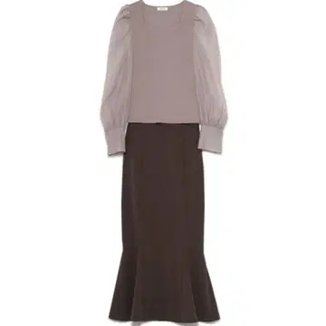 FRAY.I.D 오간자 슬리브 풀 스커트 셋업