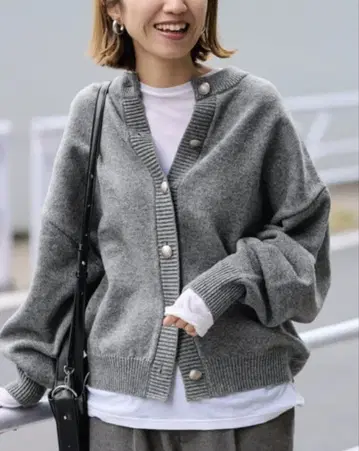 FRAMeWORK 메탈 버튼 2WAY 가디건 그레이