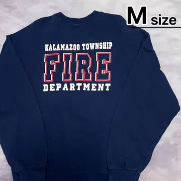 USA 구제 의류 맨투맨 M 네이비 프린트 FIRE 로고