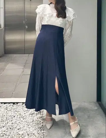 MERCURY DUO 프릴 긴팔 데님풍 원피스 M 사이즈