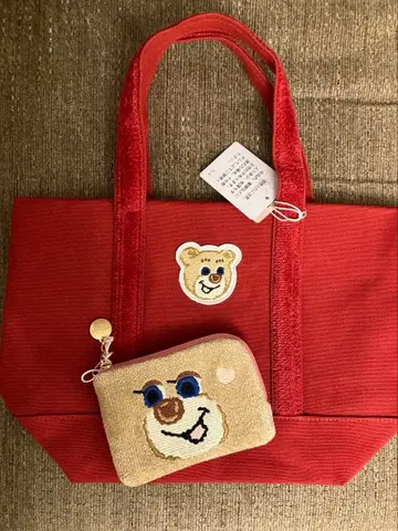 러브러리 바이 페이 올드 테디 와펜 토트 L 지퍼 파우치