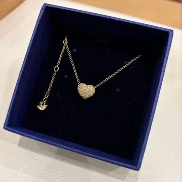 스와로브스키 목걸이 골드 하트 파베 리버서블