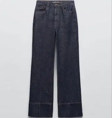 ZARA 하이라이즈 프론트 심 데님 팬츠 인디고 38