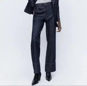 ZARA 하이라이즈 프론트 심 데님 팬츠 인디고 38