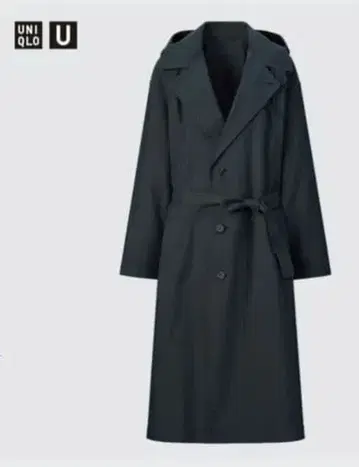 UNIQLO U 후드 부착 롱 코트 블랙 L 사이즈