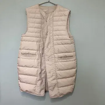 ever since 다운 베스트 롱 무릎 기장 베이지 리버서블