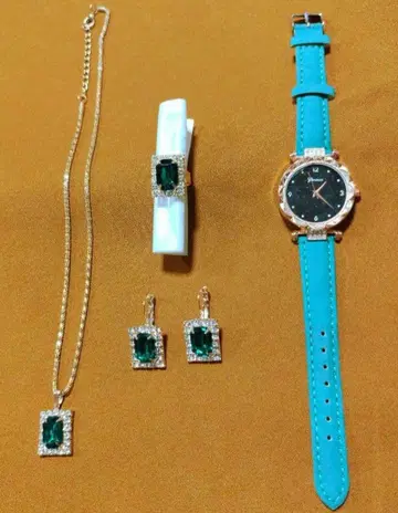 에메랄드 컷 주얼리 4세트