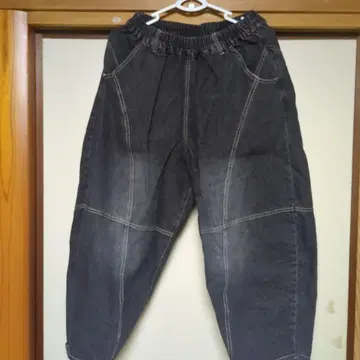 미사용품 데님 팬츠 캐주얼 허리밴딩