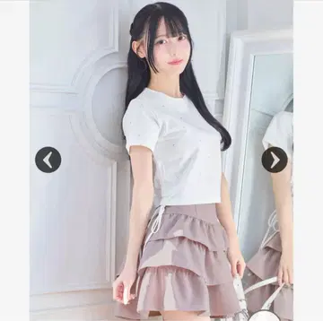 미셸 마카롱 슬림 레그 스커트 3단 프릴 더스티 핑크