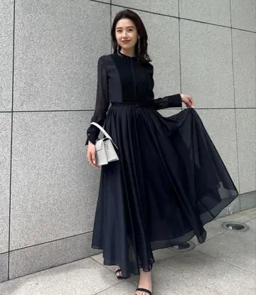 택 포함 새상품 네이비 긴팔 원피스 S