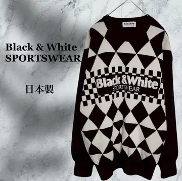 [ 블랙 앤 화이트 ] 니트 스웨터 [ F ] 블랙 블랙 올 패턴 골프