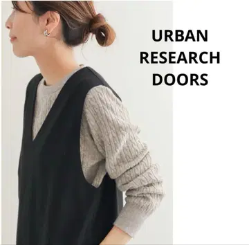 URBAN RESEARCH DOORS 울 혼방 케이블 컴팩트 니트