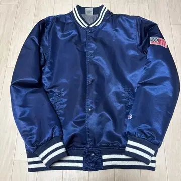 Champion 네이비 새틴 바시티 자켓 M