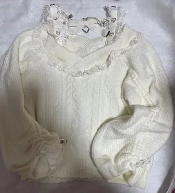 LIZLISA 펄 액세서리 드로스트 니트 화이트