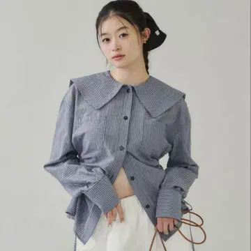 GIUNON 사이드 셔링 스트라이프 셔츠