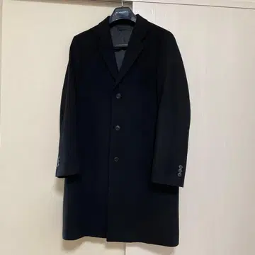 블랙 캐시미어 체스터 코트 M