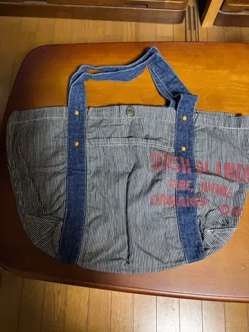 45r45rpm 스트라이프 데님 토트백