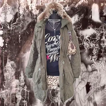 y2k archive 모즈 코트 헤이세이 갸루 그런지 퍼 밀리터리