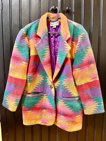 US 빈티지 네이티브 무늬 테일러드 자켓