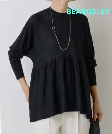 새상품! BEARDSLEY 바이컬러 개더 니트 블랙