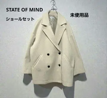 미사용 STATE OF MIND 숄 포함 숏 기장 P코트