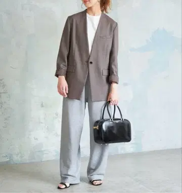 Spick and Span 노카라 자켓 브라운