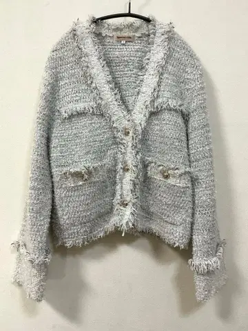 새상품 미사용 아푸와이저 리셰 라메 트위드 니트 자켓 라이트 그레이