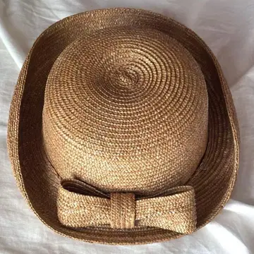 리본 밀짚모자 여성용 햇 브라운 옅은 갈색 천연 풀 일본제